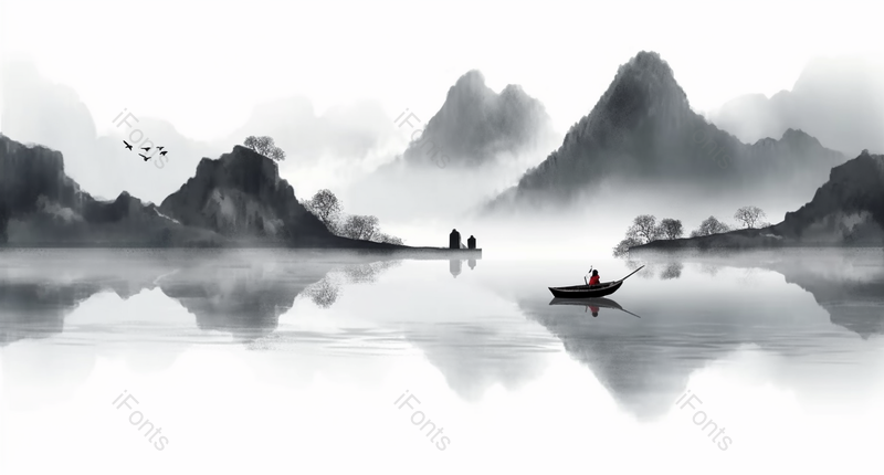国风水墨山水手绘插画,插画/手绘图,插画/手绘图库,插画/手绘图下载,插画/手绘
